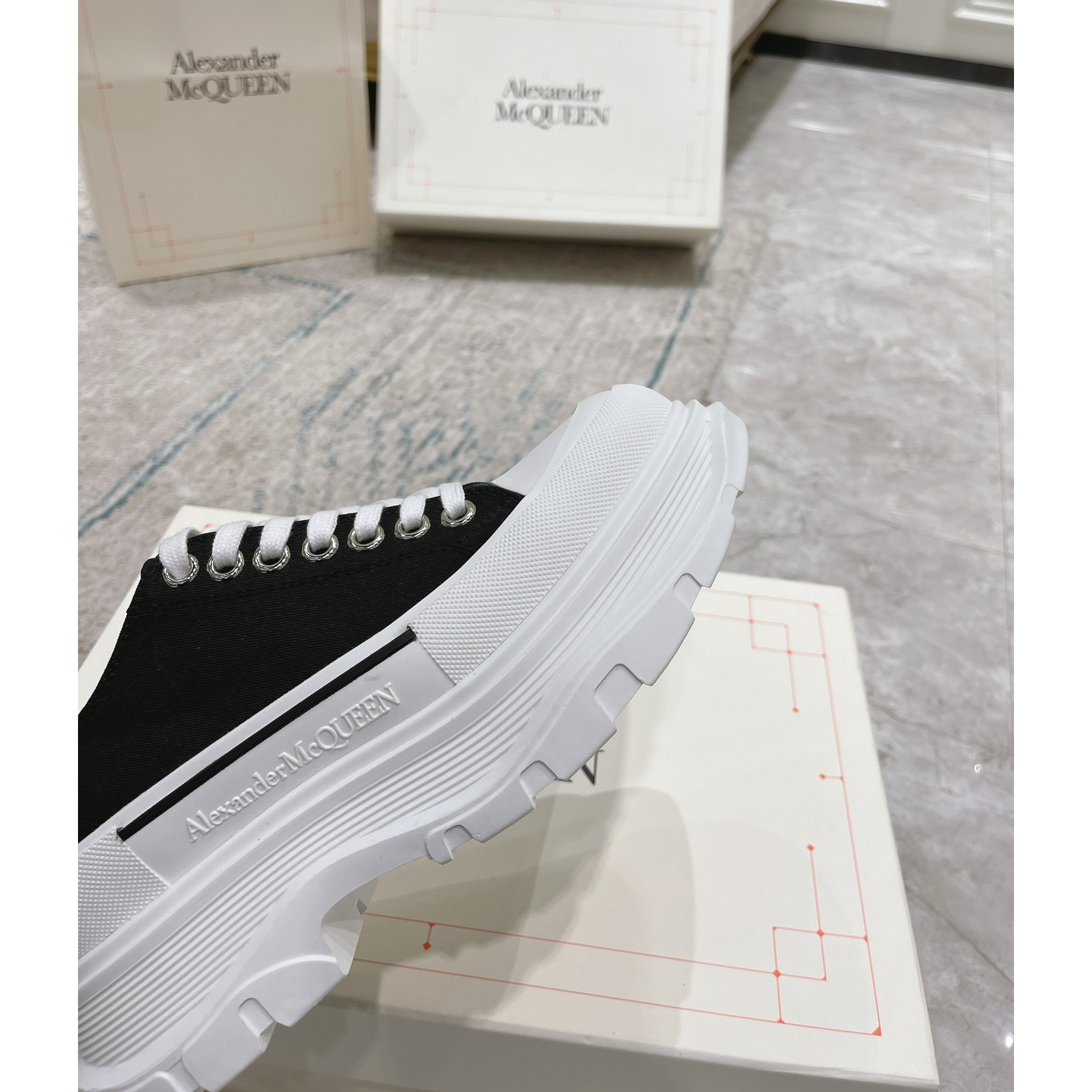 Alexander Mqueen Tread Slick Platform Low Sneakers - FashionPlug