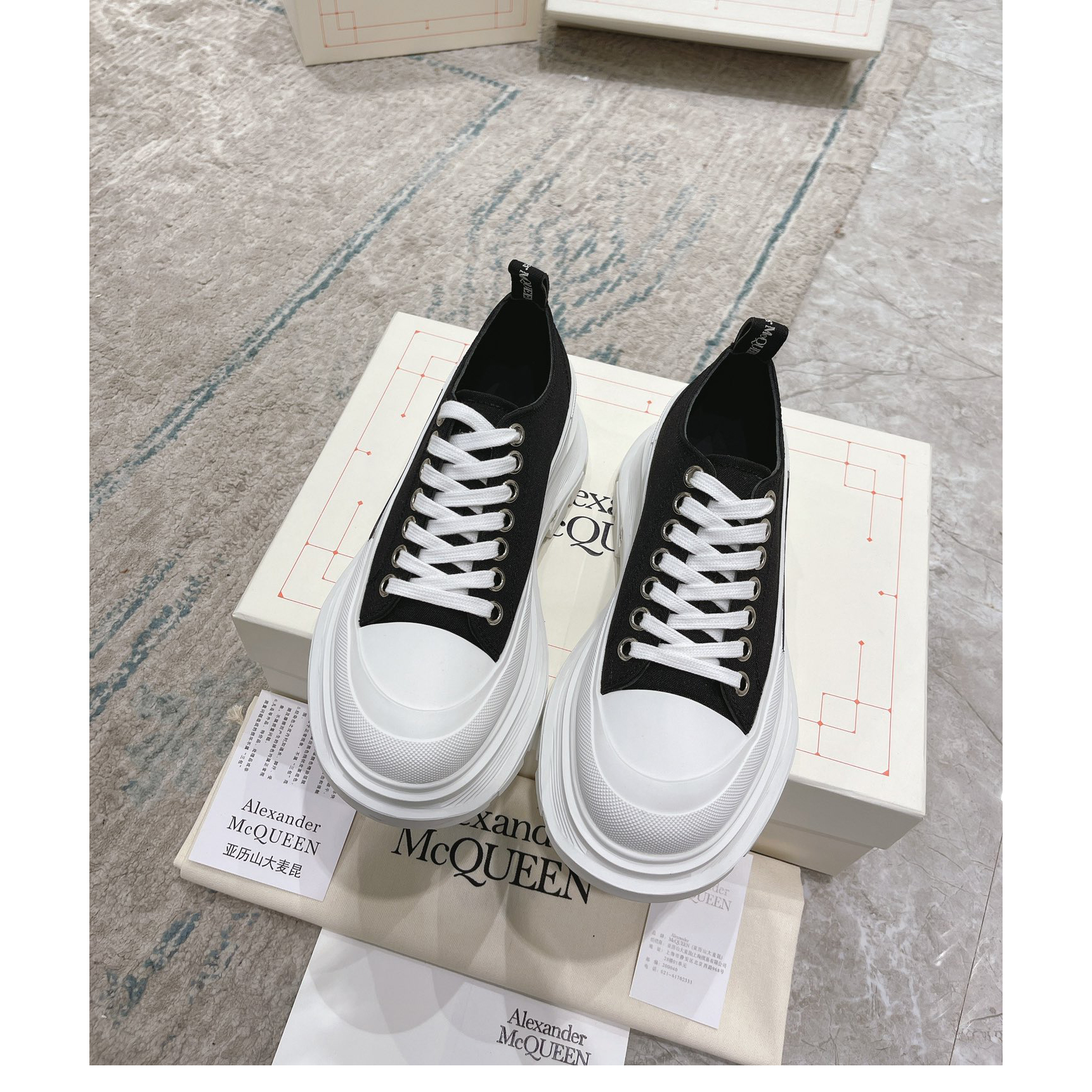 Alexander Mqueen Tread Slick Platform Low Sneakers - FashionPlug