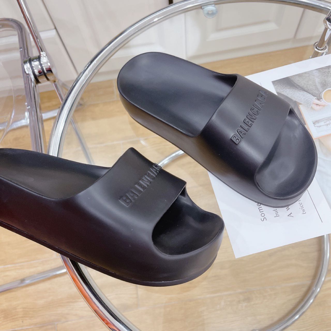Balenciaga Logo Slide Sandal - FashionPlug