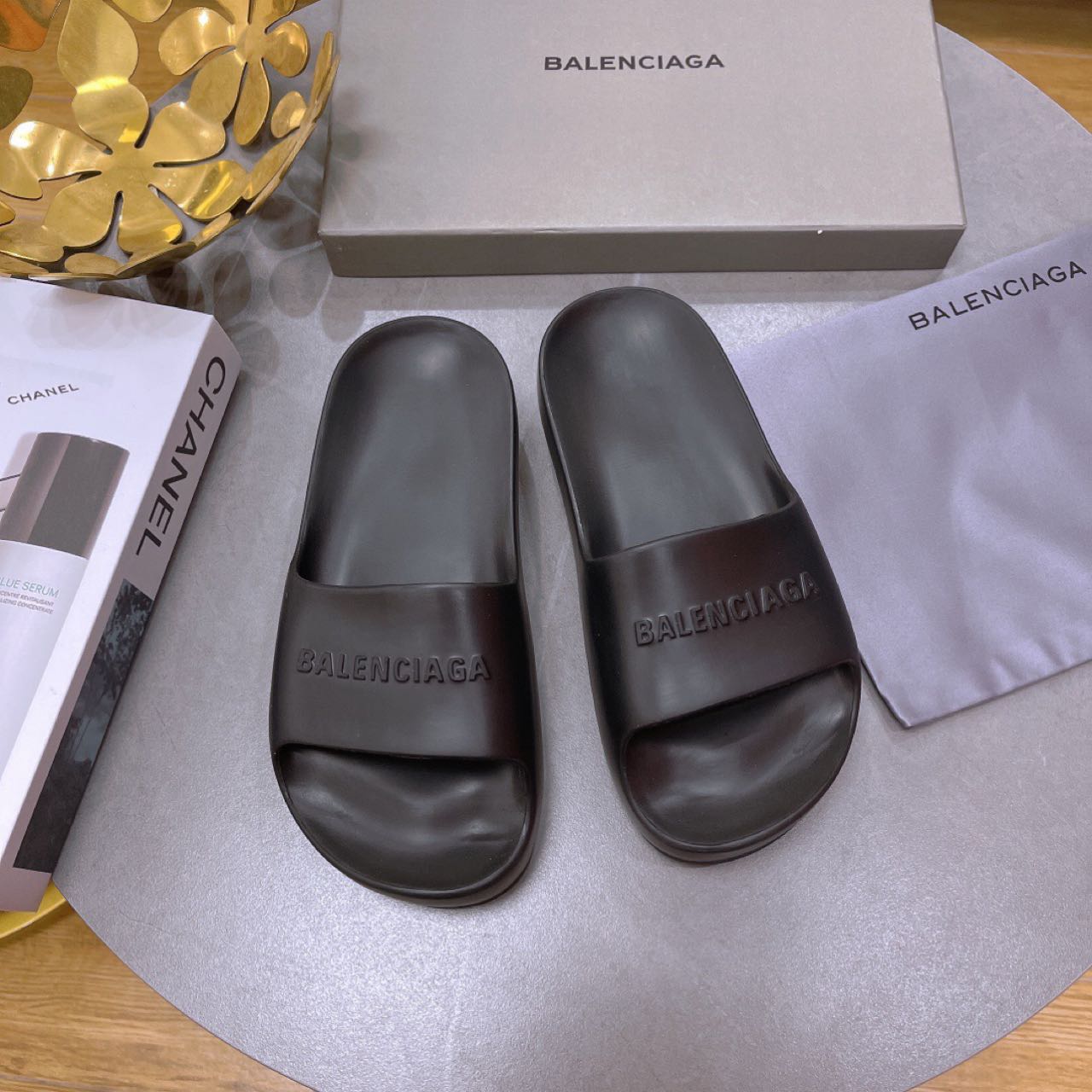 Balenciaga Logo Slide Sandal - FashionPlug
