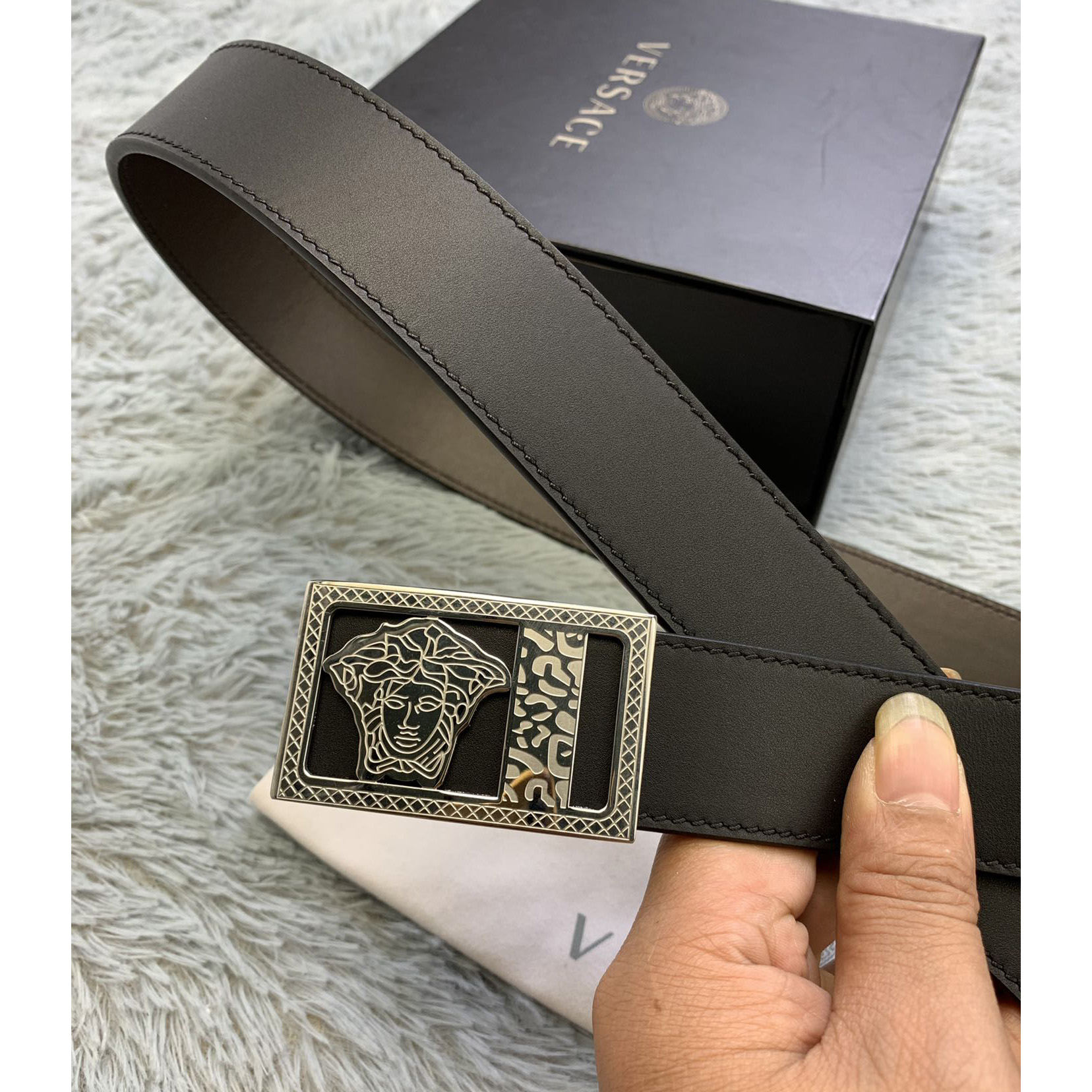Versace Medusa Head Leather Belt  35mm - FashionPlug