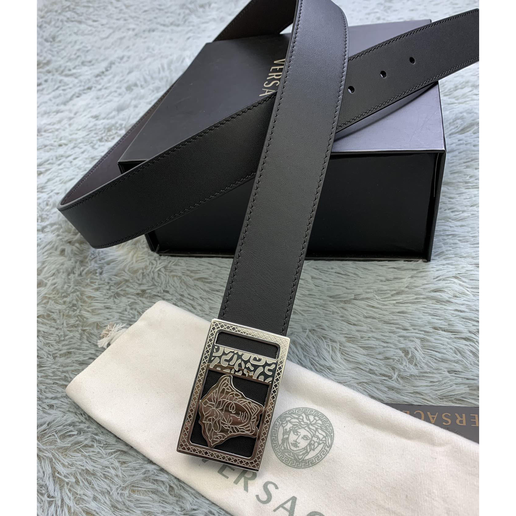 Versace Medusa Head Leather Belt  35mm - FashionPlug
