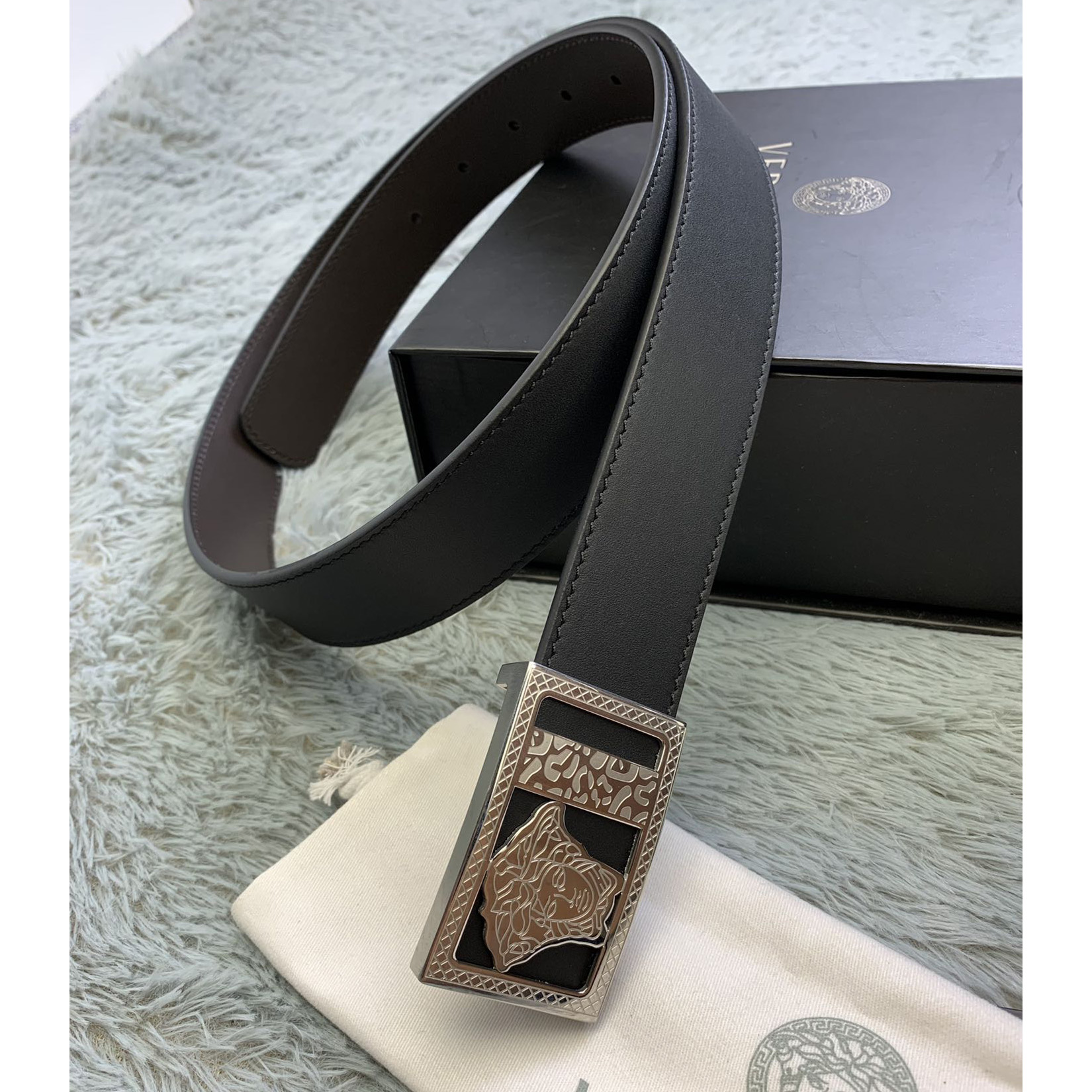 Versace Medusa Head Leather Belt  35mm - FashionPlug
