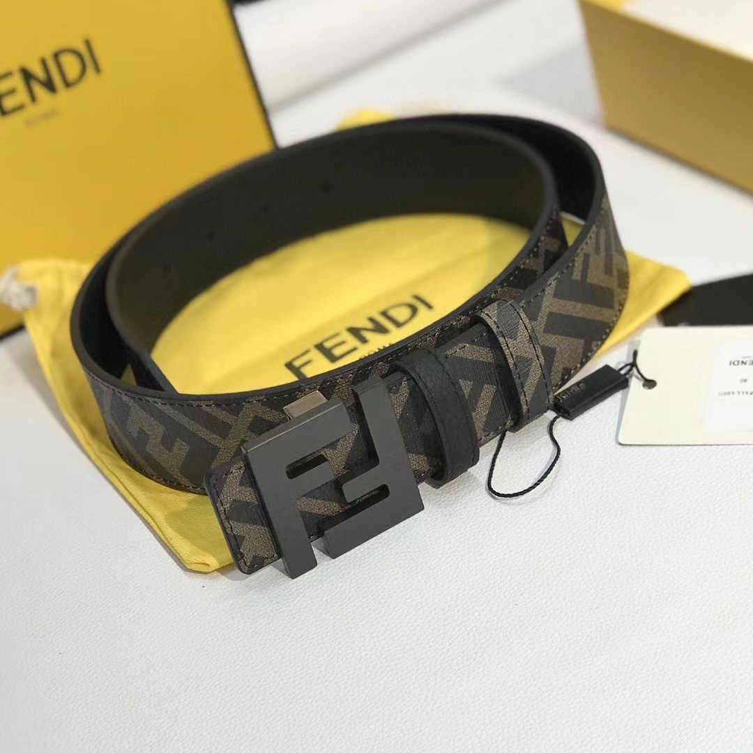 Fendi Leather Belt With FF Buckle - FashionPlug