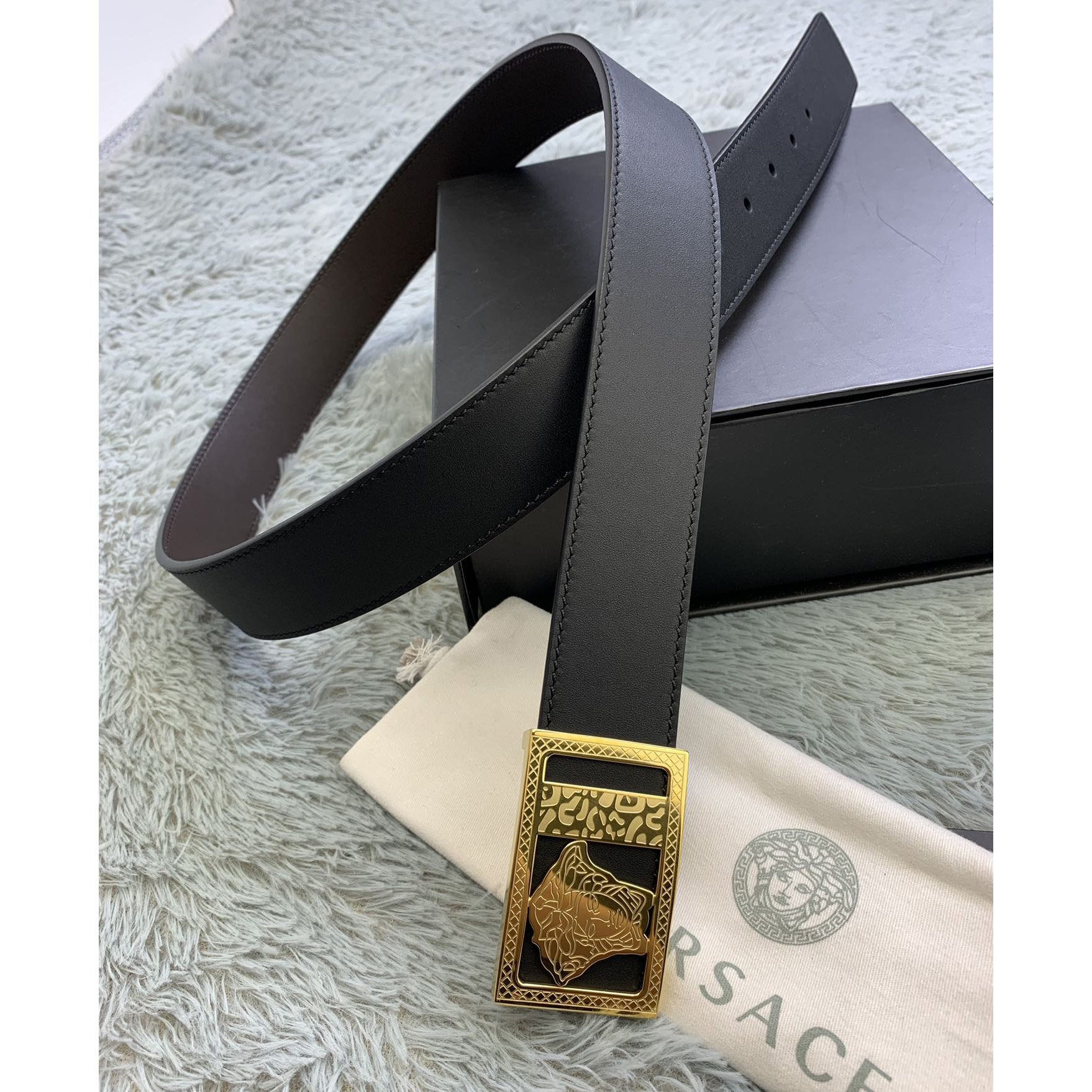 Versace Medusa Head Leather Belt  35mm - FashionPlug