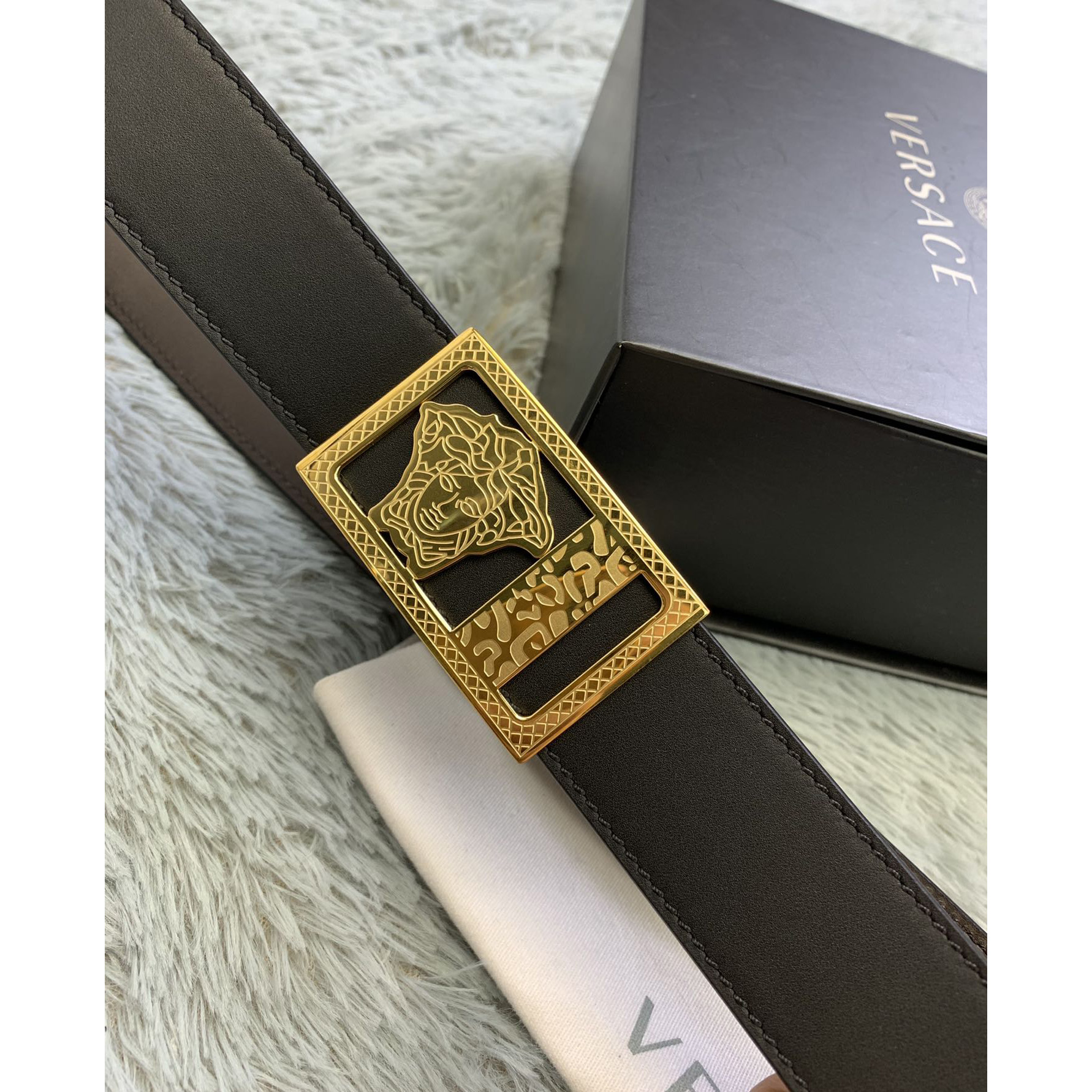 Versace Medusa Head Leather Belt  35mm - FashionPlug