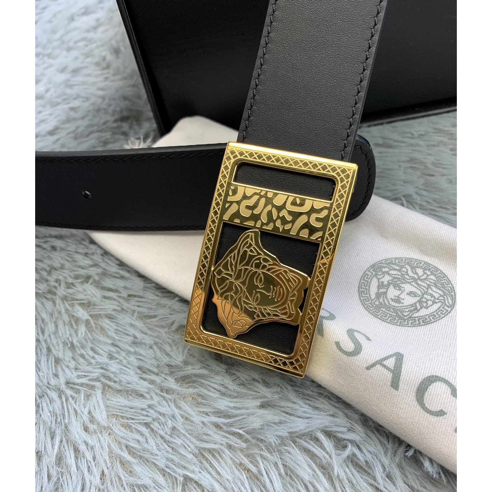 Versace Medusa Head Leather Belt  35mm - FashionPlug