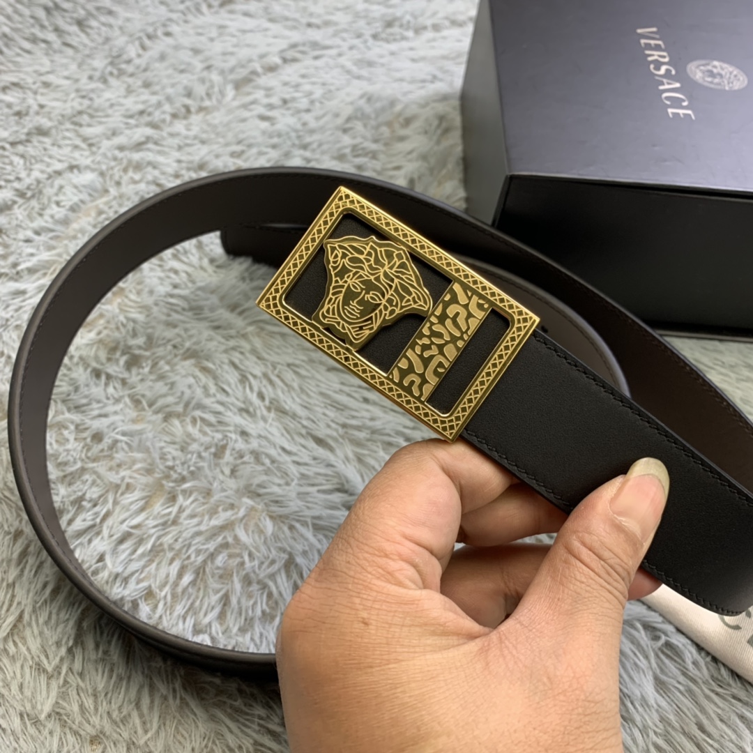 Versace Medusa Head Leather Belt  35mm - FashionPlug