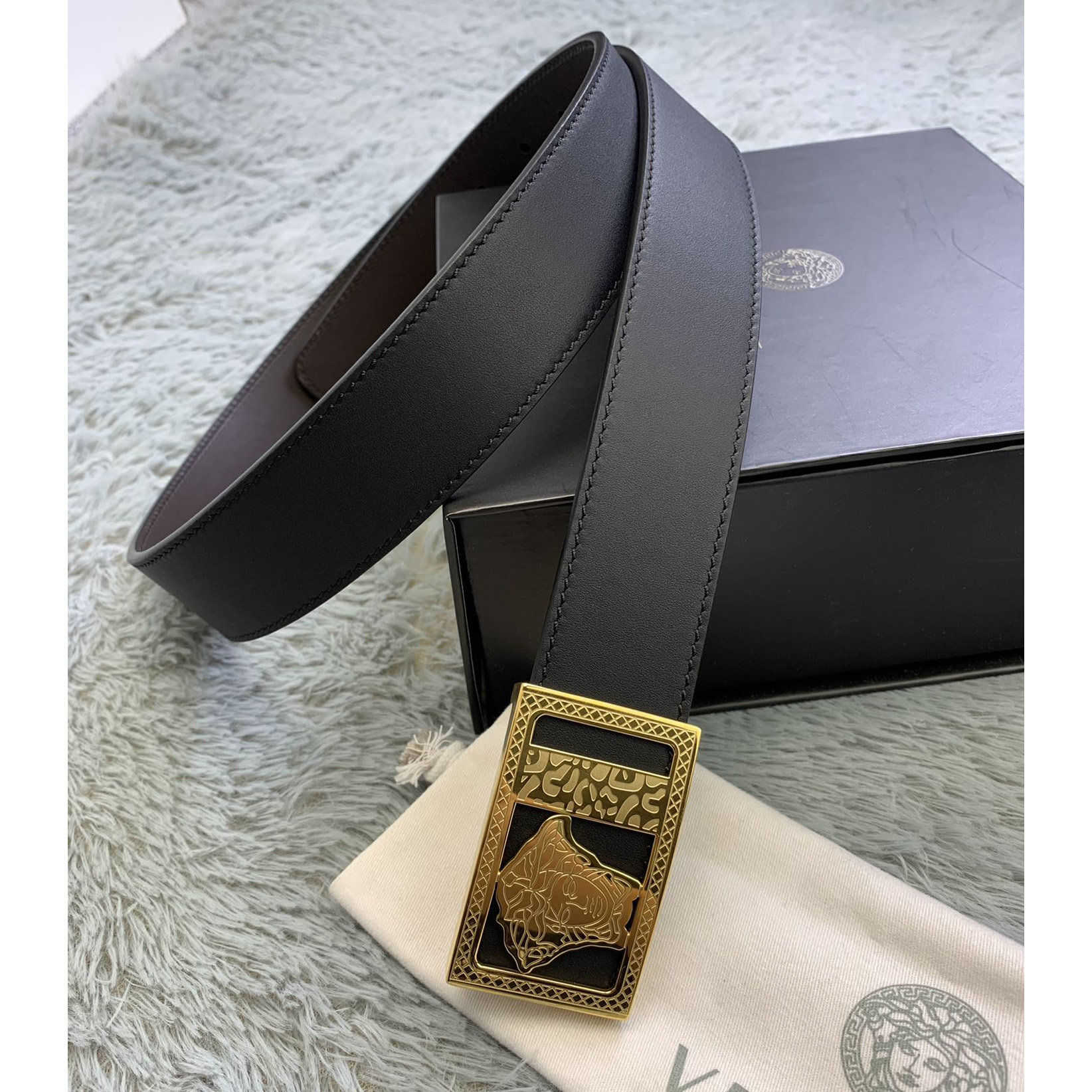 Versace Medusa Head Leather Belt  35mm - FashionPlug