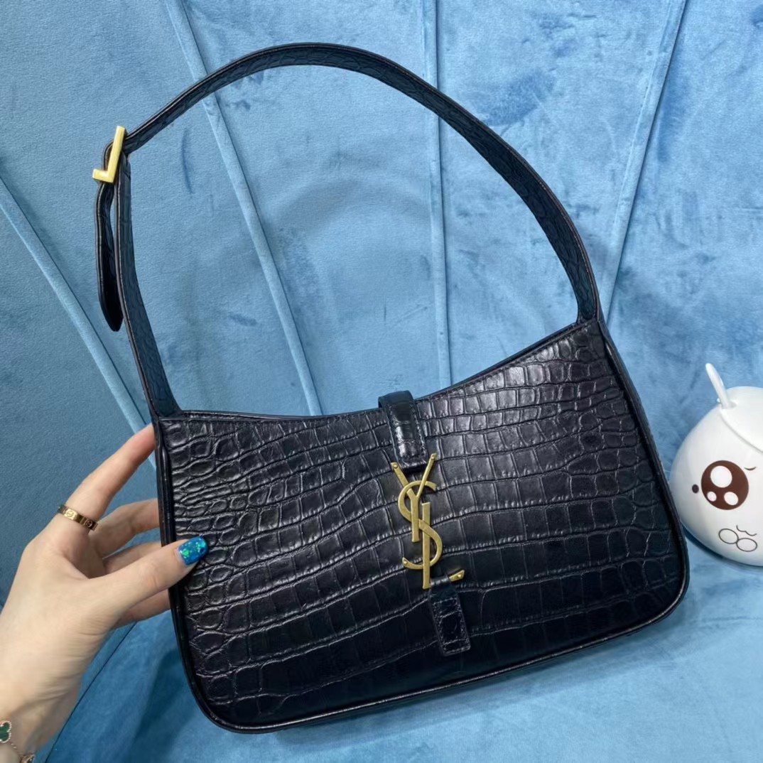 Saint Laurent Black Leather Bag (23-16-6CM) - FashionPlug