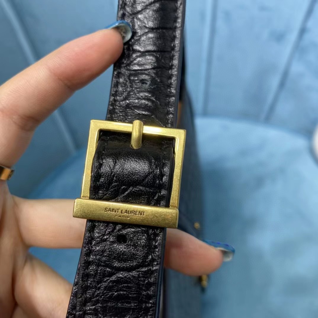 Saint Laurent Black Leather Bag (23-16-6CM) - FashionPlug
