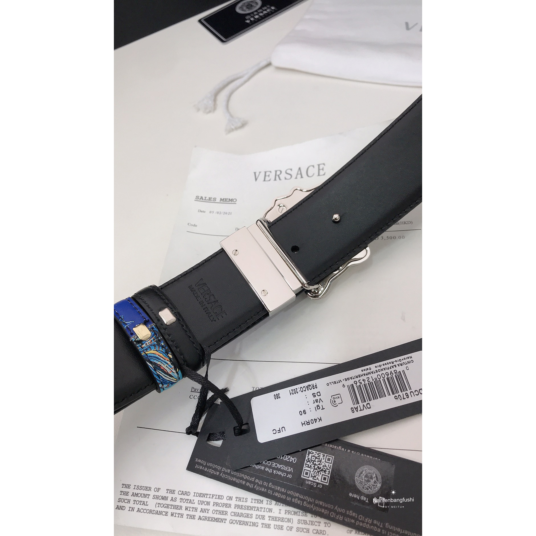 Versace Marine Organism Print 40 MM Belt  - FashionPlug