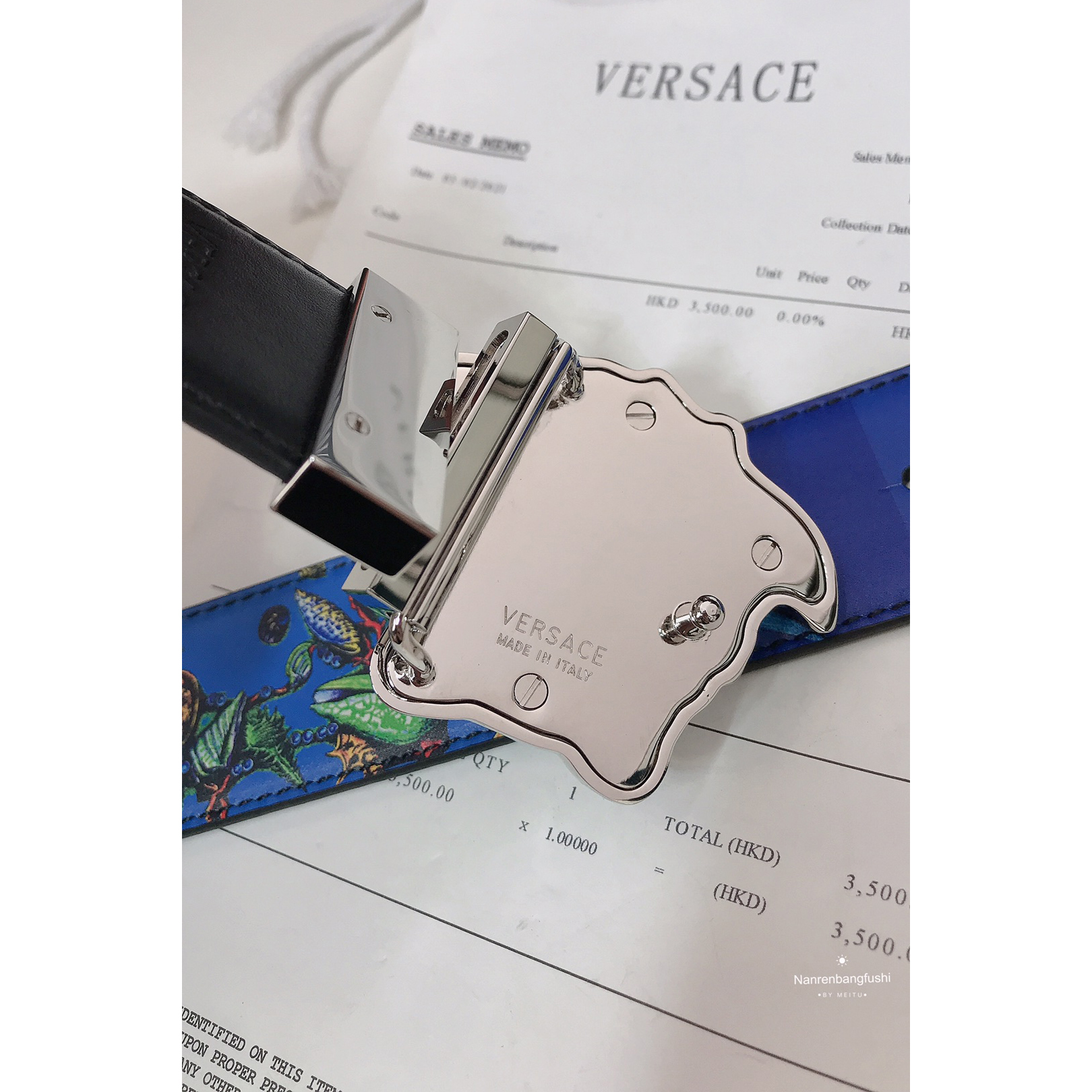 Versace Marine Organism Print 40 MM Belt  - FashionPlug