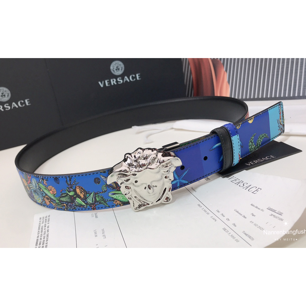 Versace Marine Organism Print 40 MM Belt  - FashionPlug