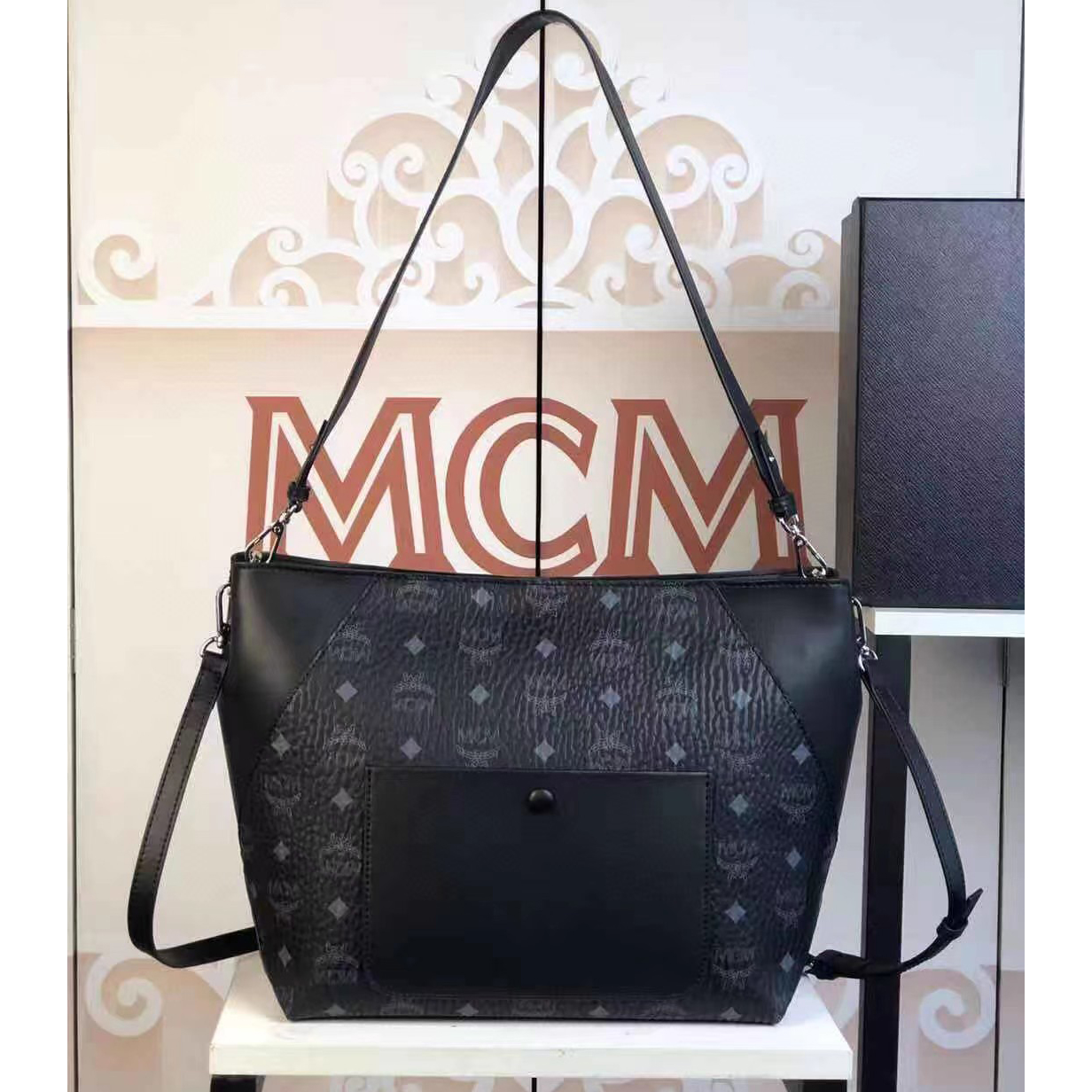 MCM Monogram Print Tote Bag(28-25-14cm) - FashionPlug