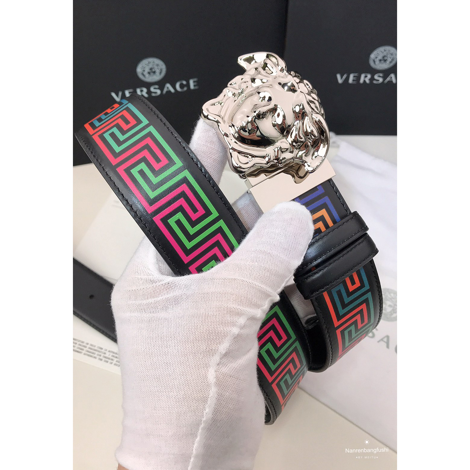 Versace Barocco Print Palazzo 40 MM Belt  - FashionPlug
