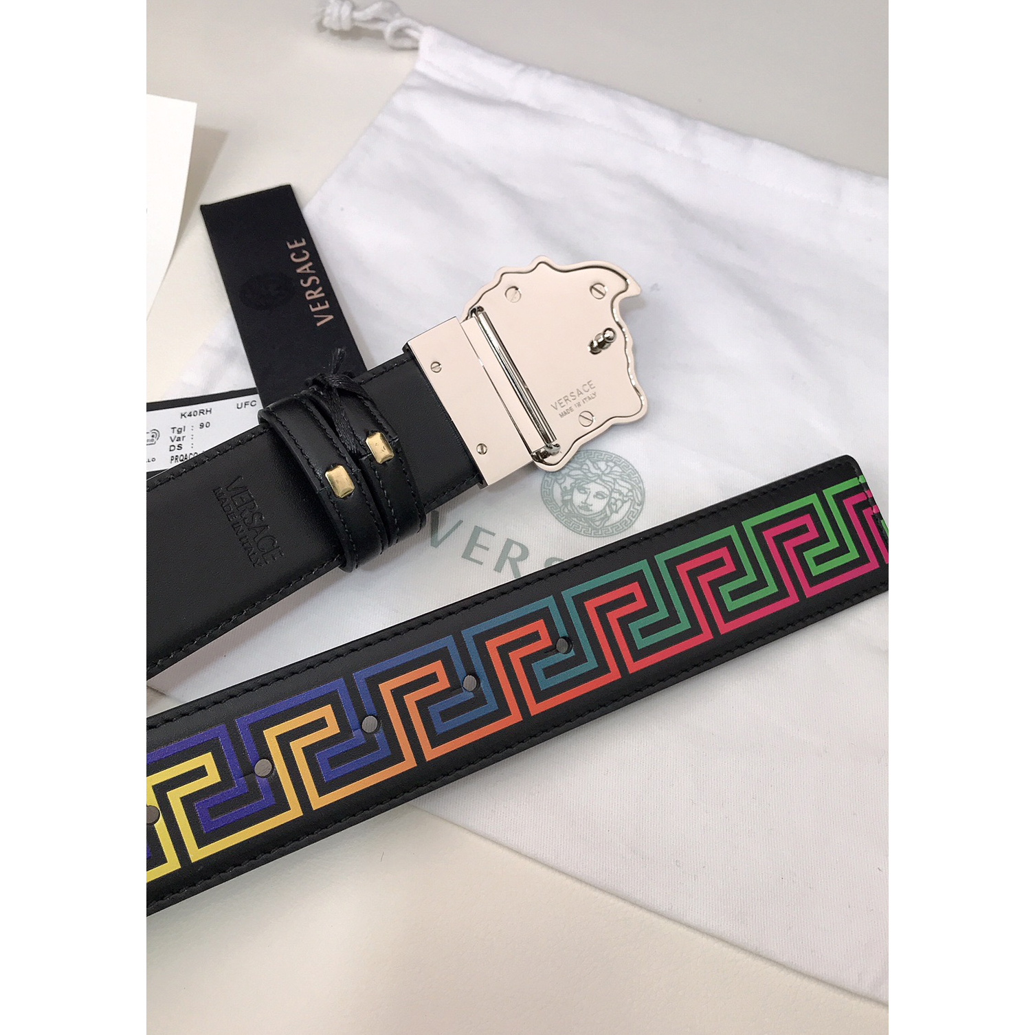 Versace Barocco Print Palazzo 40 MM Belt  - FashionPlug