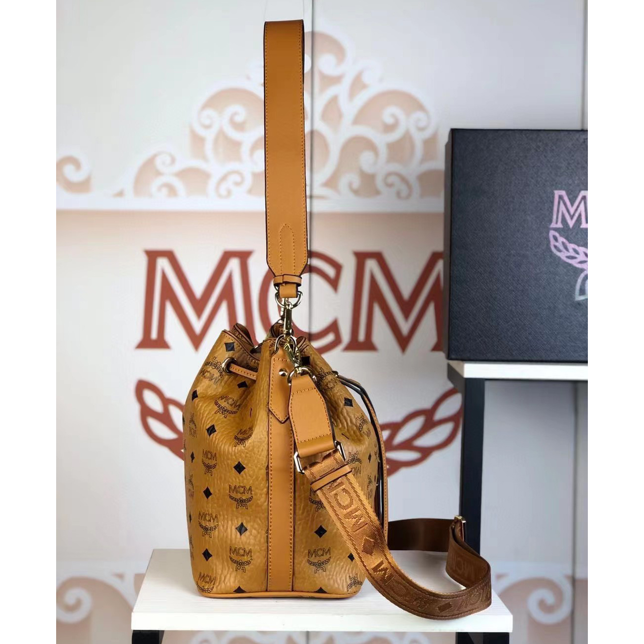 MCM Dessau Drawstring Bag In Visetos(24-25-15CM) - FashionPlug