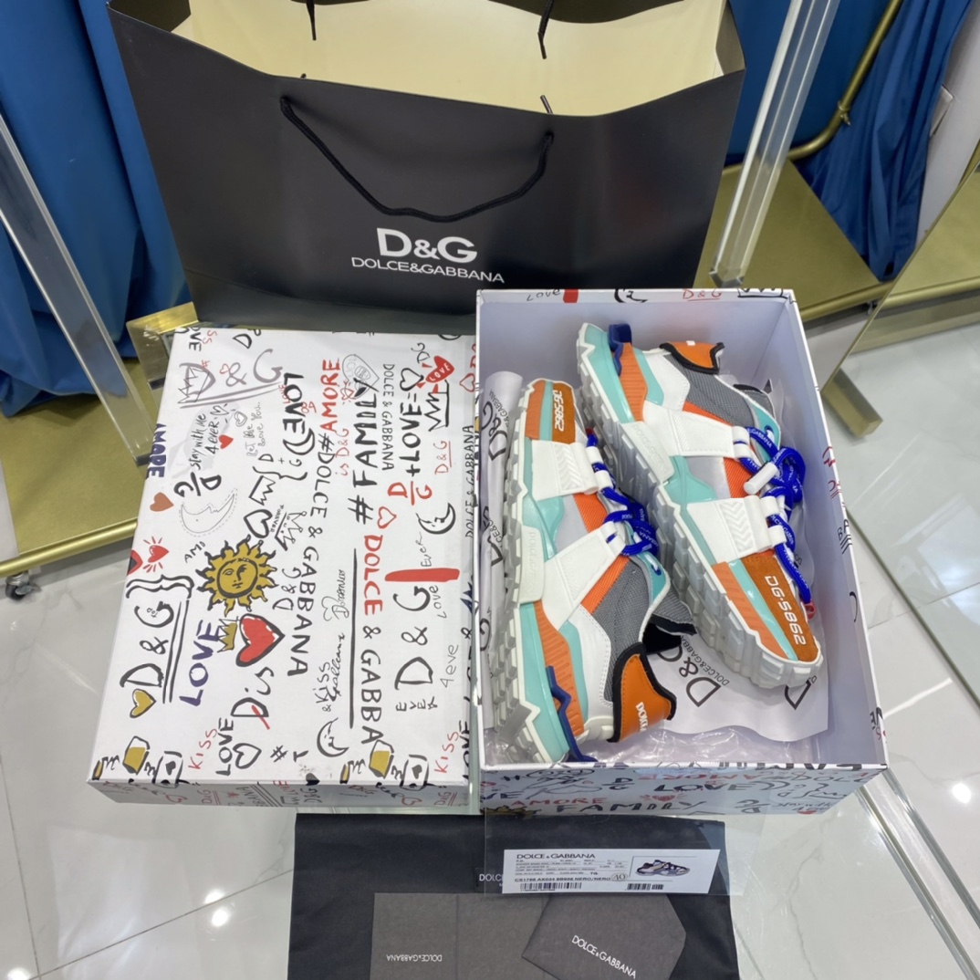 Dolce & Gabbana Mixed-Material Space Sneakers - FashionPlug