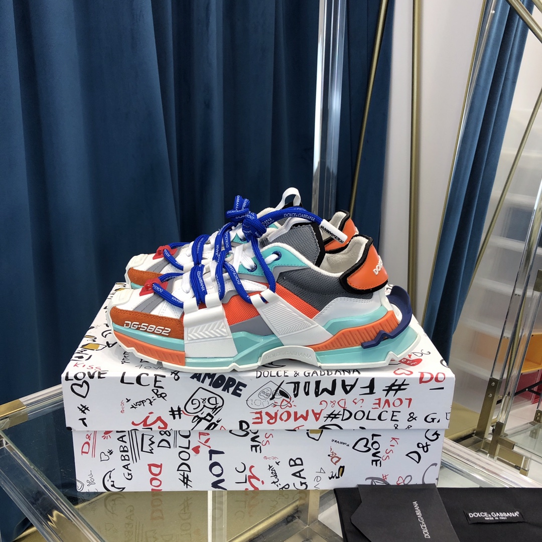Dolce & Gabbana Mixed-Material Space Sneakers - FashionPlug
