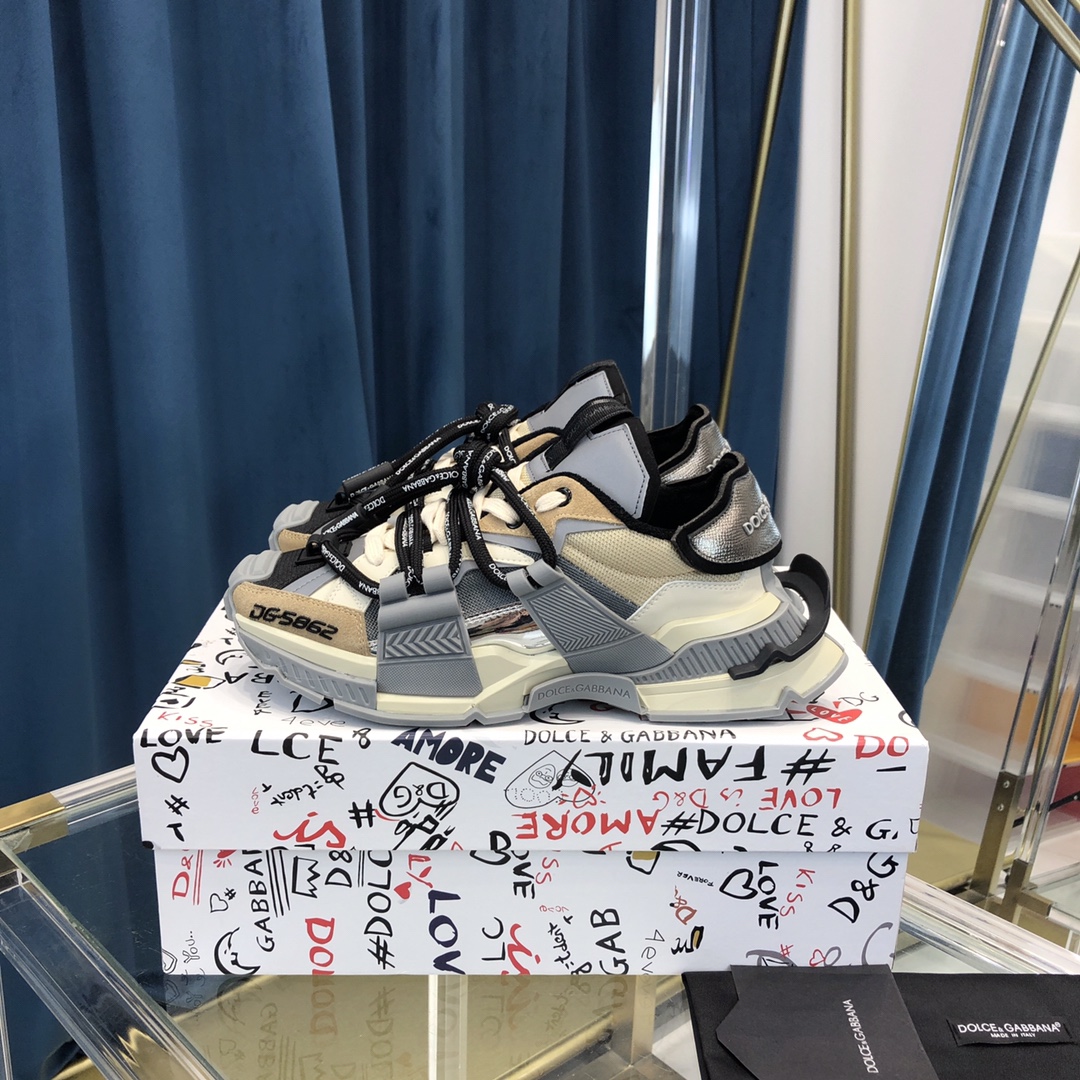 Dolce & Gabbana Mixed-Material Space Sneakers - FashionPlug