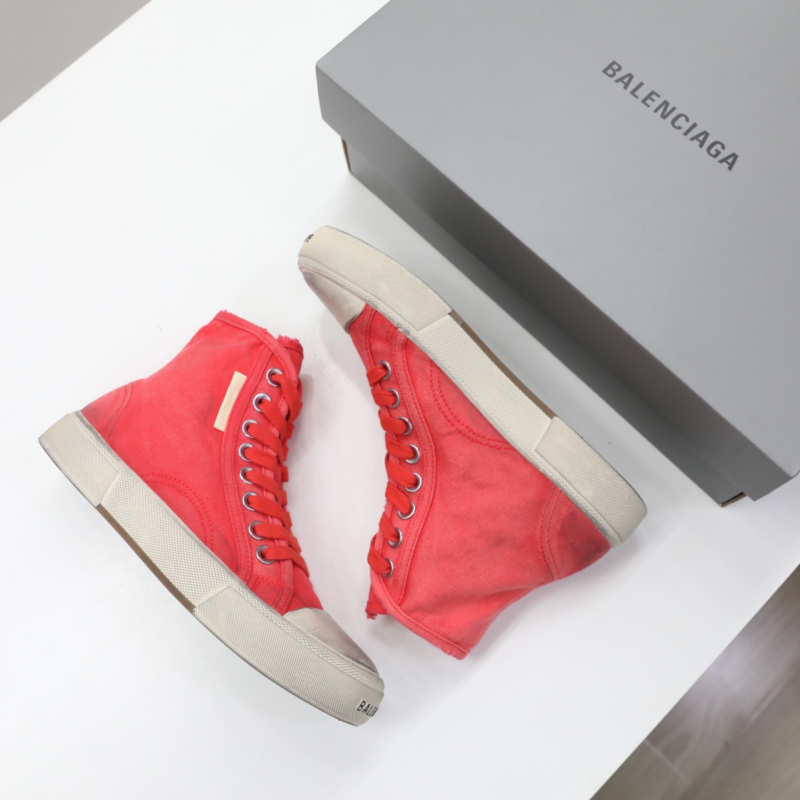 Balenciaga Men's  Paris High Top Sneaker In Red - FashionPlug