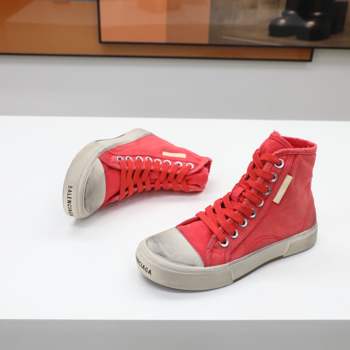 Balenciaga Men's  Paris High Top Sneaker In Red - FashionPlug