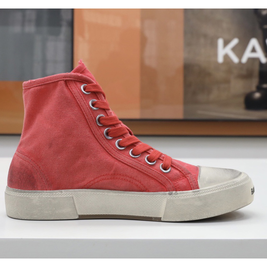 Balenciaga Men's  Paris High Top Sneaker In Red - FashionPlug