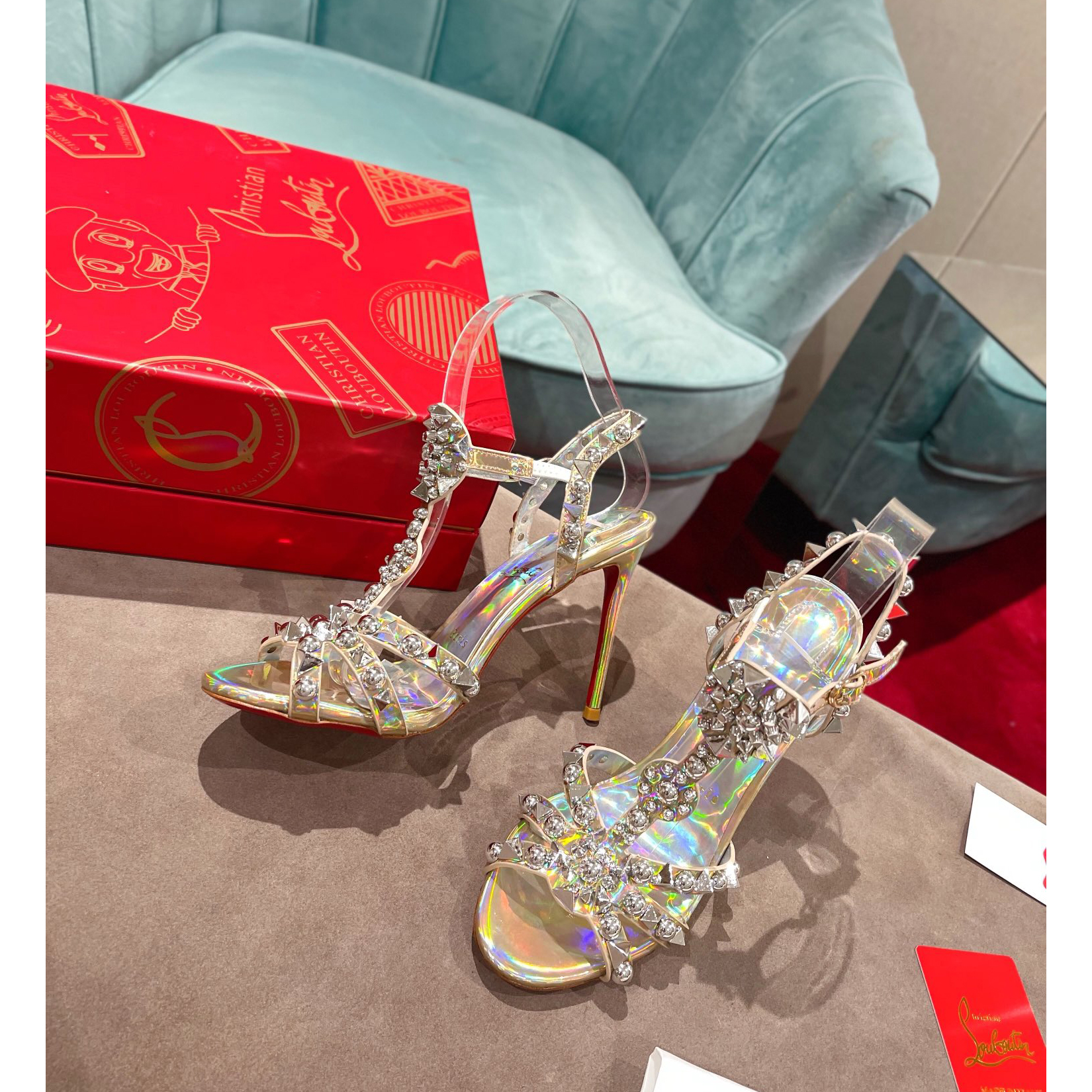 Christian Louboutin Silver Sandal（10cm Heel Height） - FashionPlug