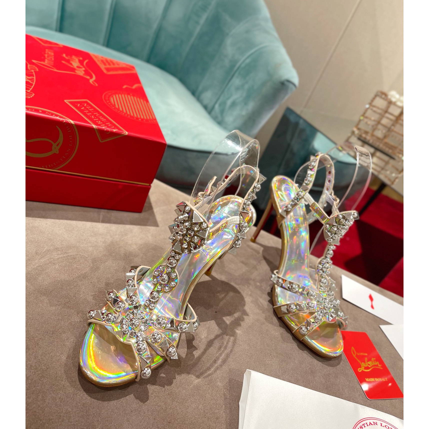 Christian Louboutin Silver Sandal（10cm Heel Height） - FashionPlug
