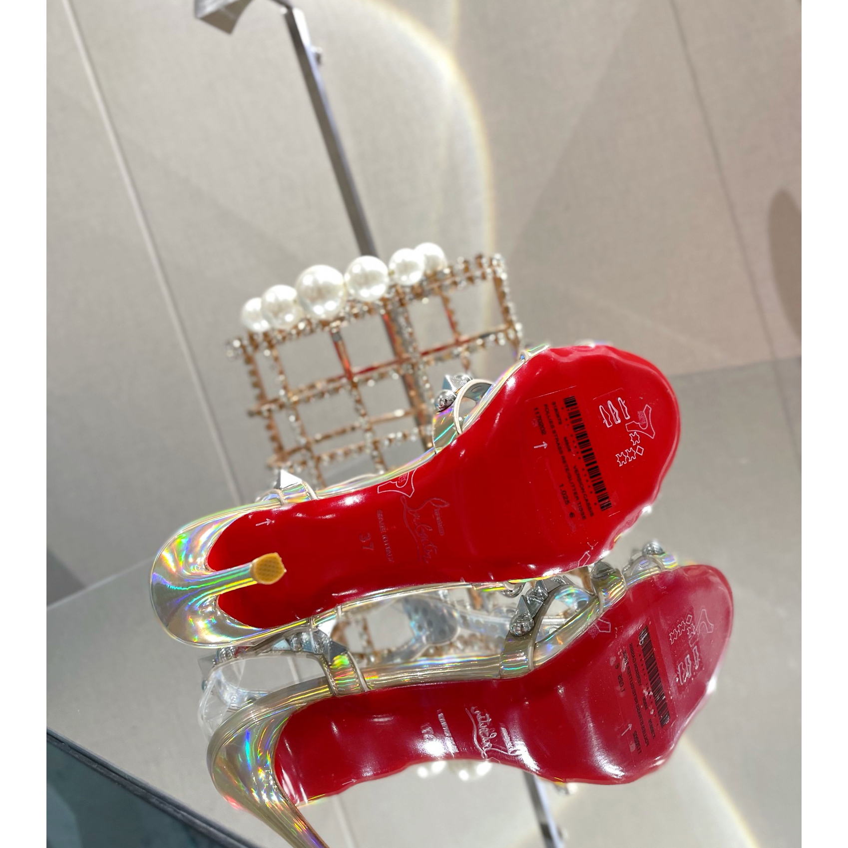 Christian Louboutin Silver Sandal（10cm Heel Height） - FashionPlug