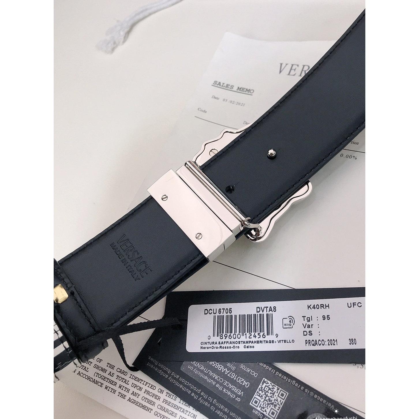 Versace Marine Organism Print 40 MM Belt  - FashionPlug