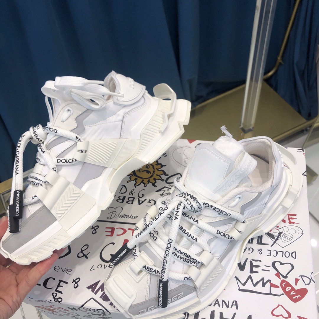Dolce & Gabbana Mixed-Material Space Sneakers - FashionPlug