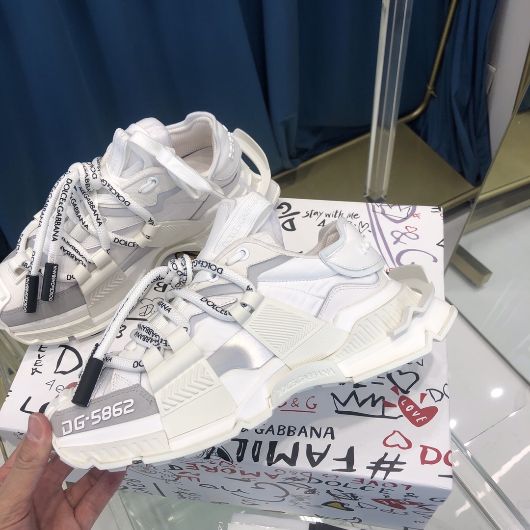 Dolce & Gabbana Mixed-Material Space Sneakers - FashionPlug
