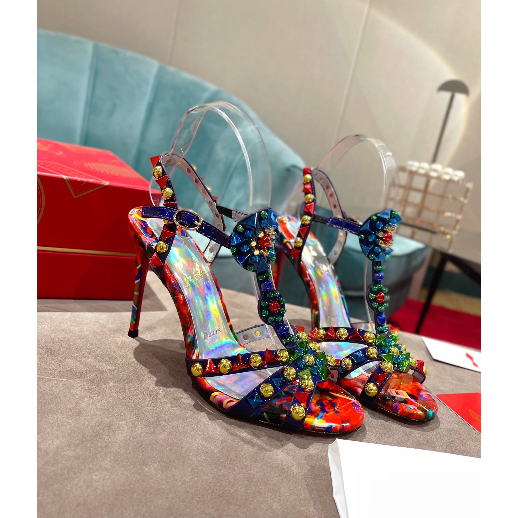Christian Louboutin Multicolor Sandal（10cm Heel Height） - FashionPlug