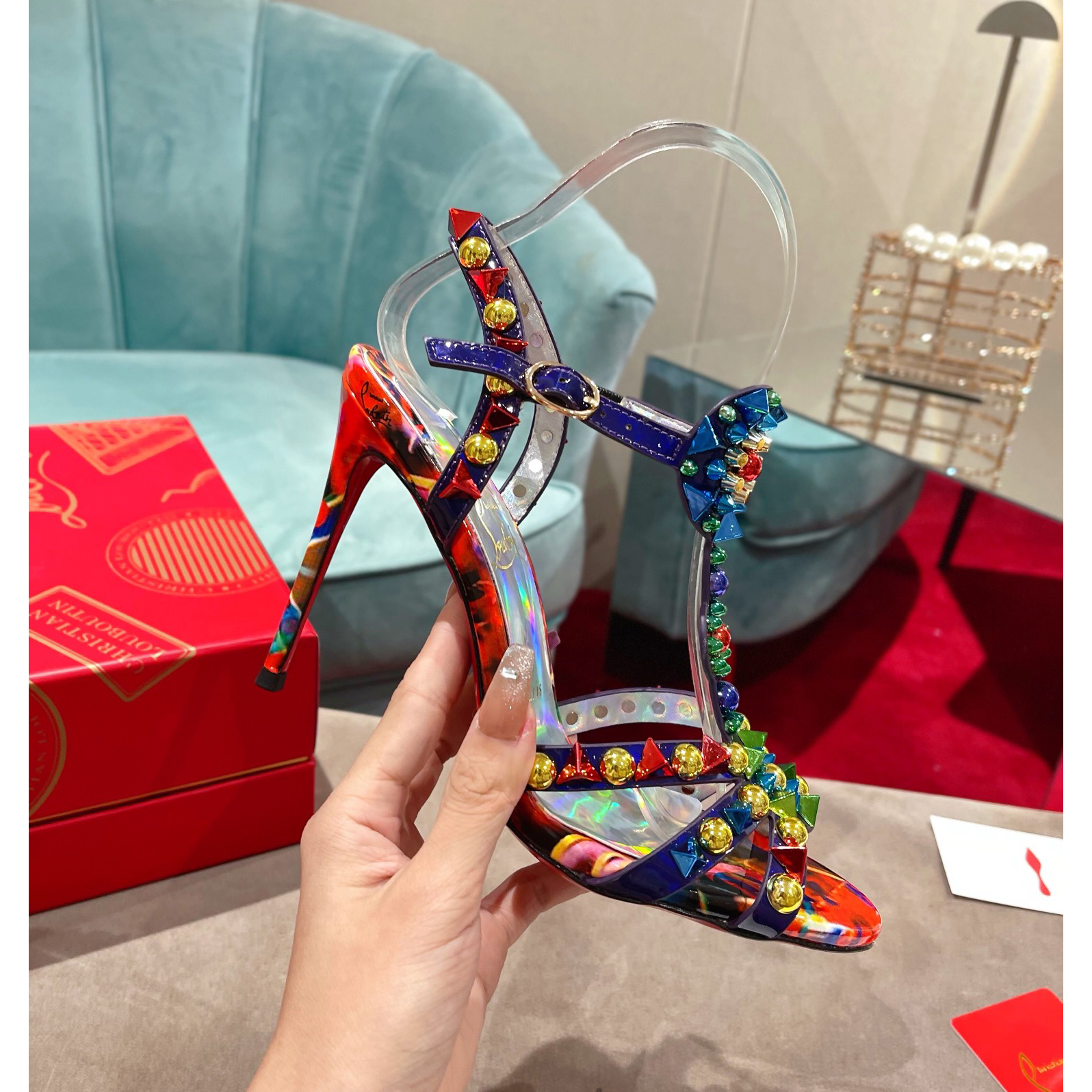 Christian Louboutin Multicolor Sandal（10cm Heel Height） - FashionPlug