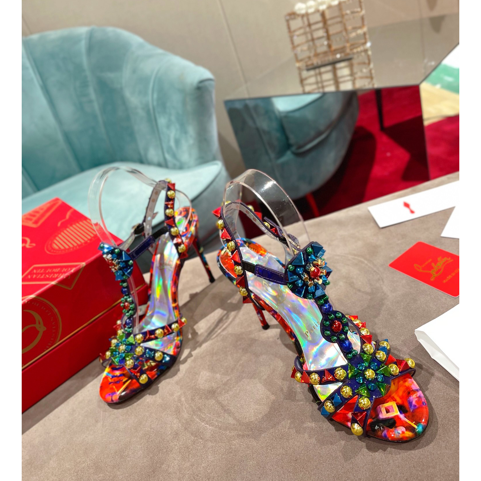 Christian Louboutin Multicolor Sandal（10cm Heel Height） - FashionPlug
