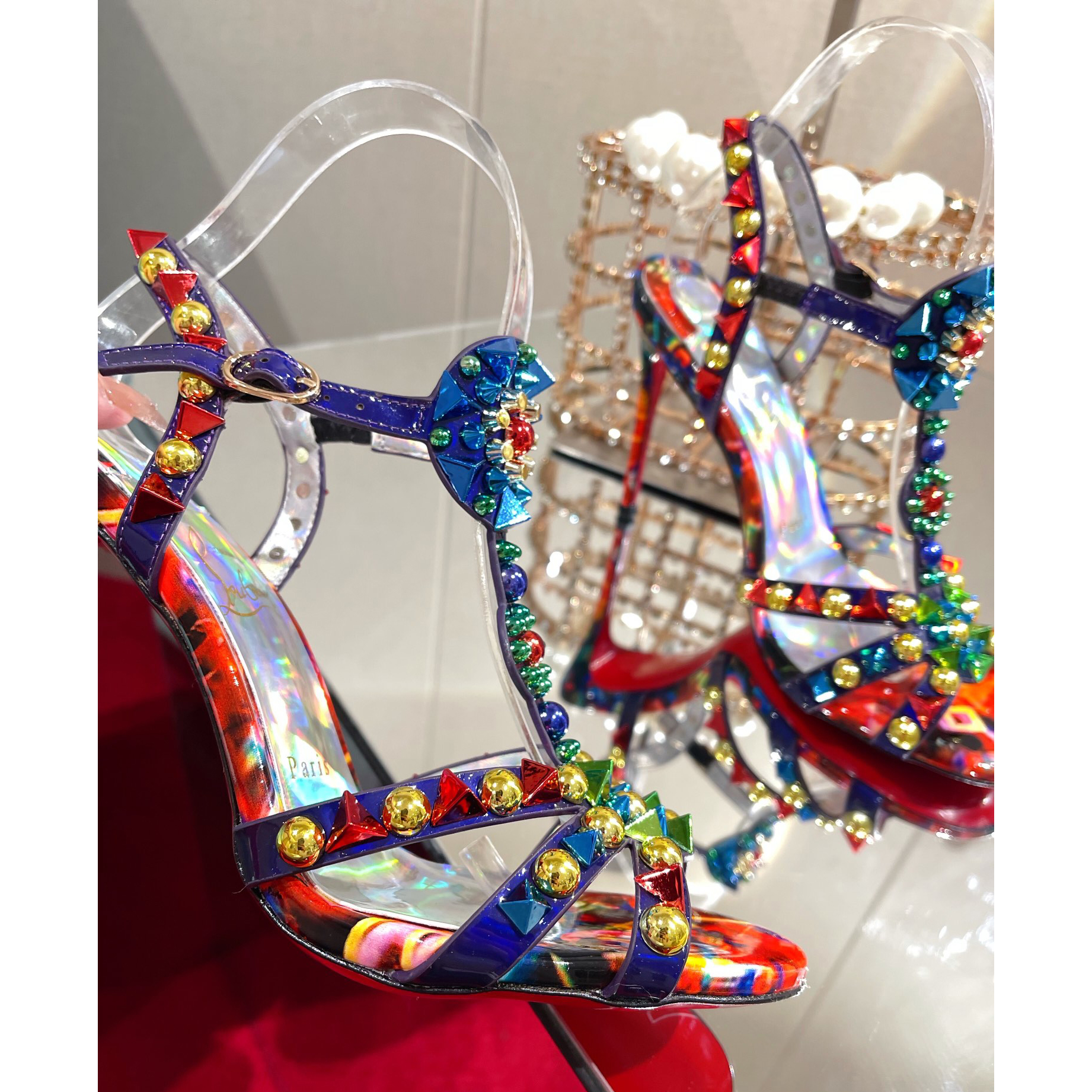 Christian Louboutin Multicolor Sandal（10cm Heel Height） - FashionPlug