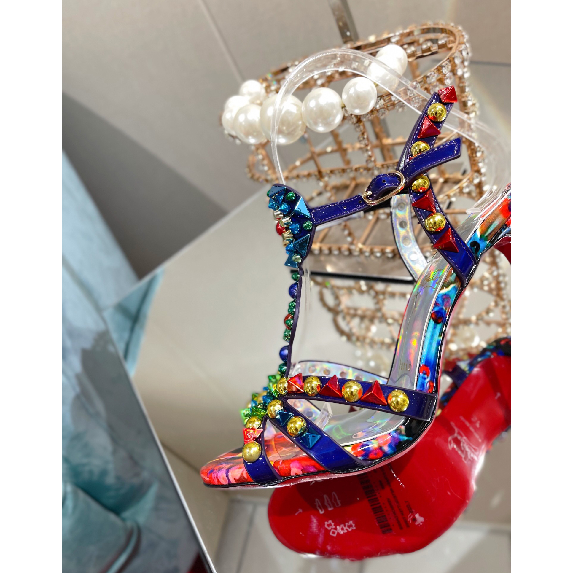 Christian Louboutin Multicolor Sandal（10cm Heel Height） - FashionPlug