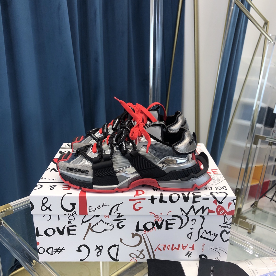 Dolce & Gabbana Mixed-Material Space Sneakers - FashionPlug