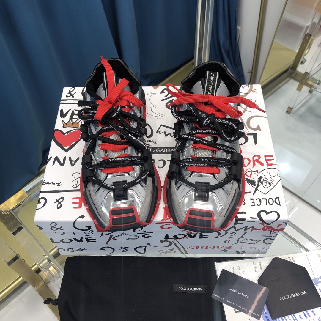 Dolce & Gabbana Mixed-Material Space Sneakers - FashionPlug