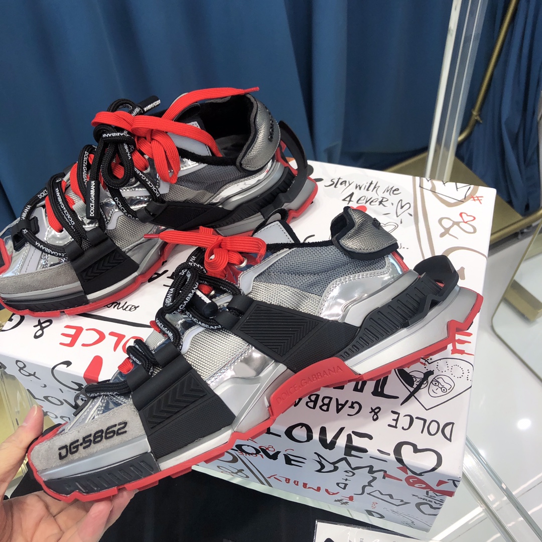 Dolce & Gabbana Mixed-Material Space Sneakers - FashionPlug