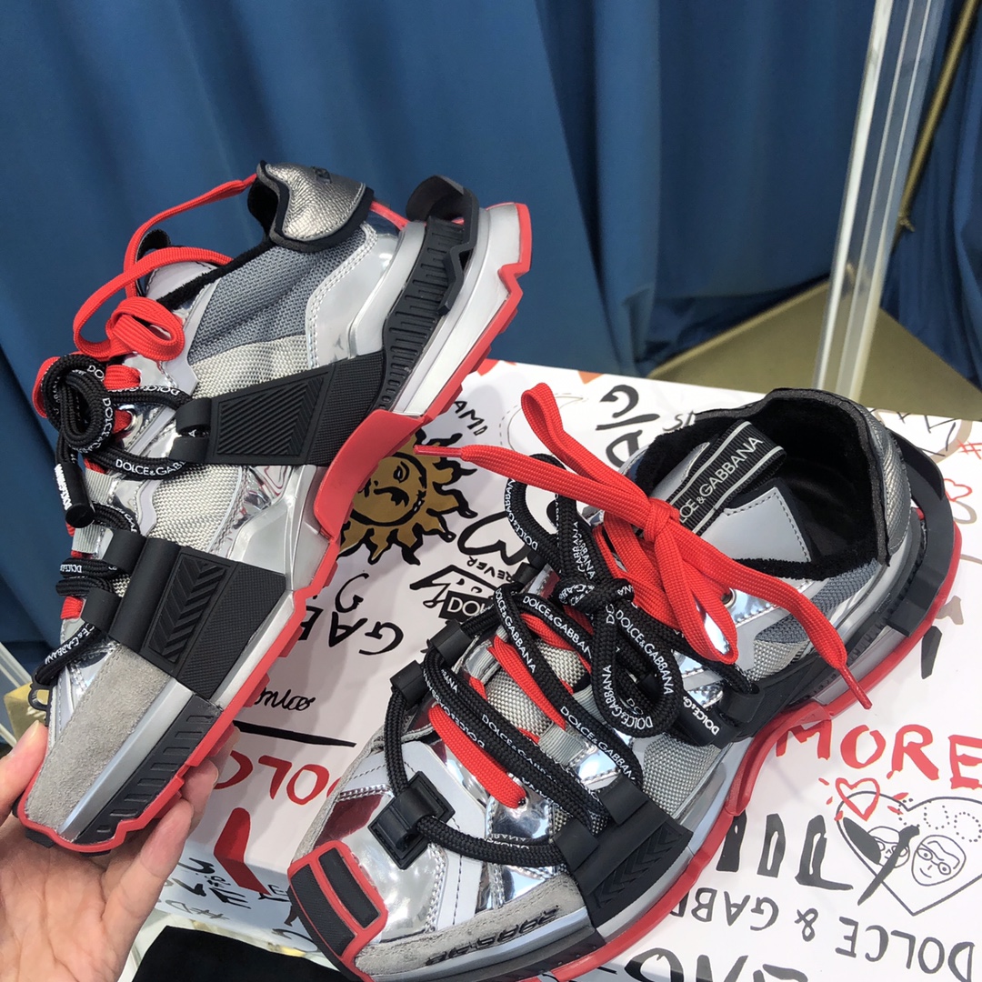 Dolce & Gabbana Mixed-Material Space Sneakers - FashionPlug