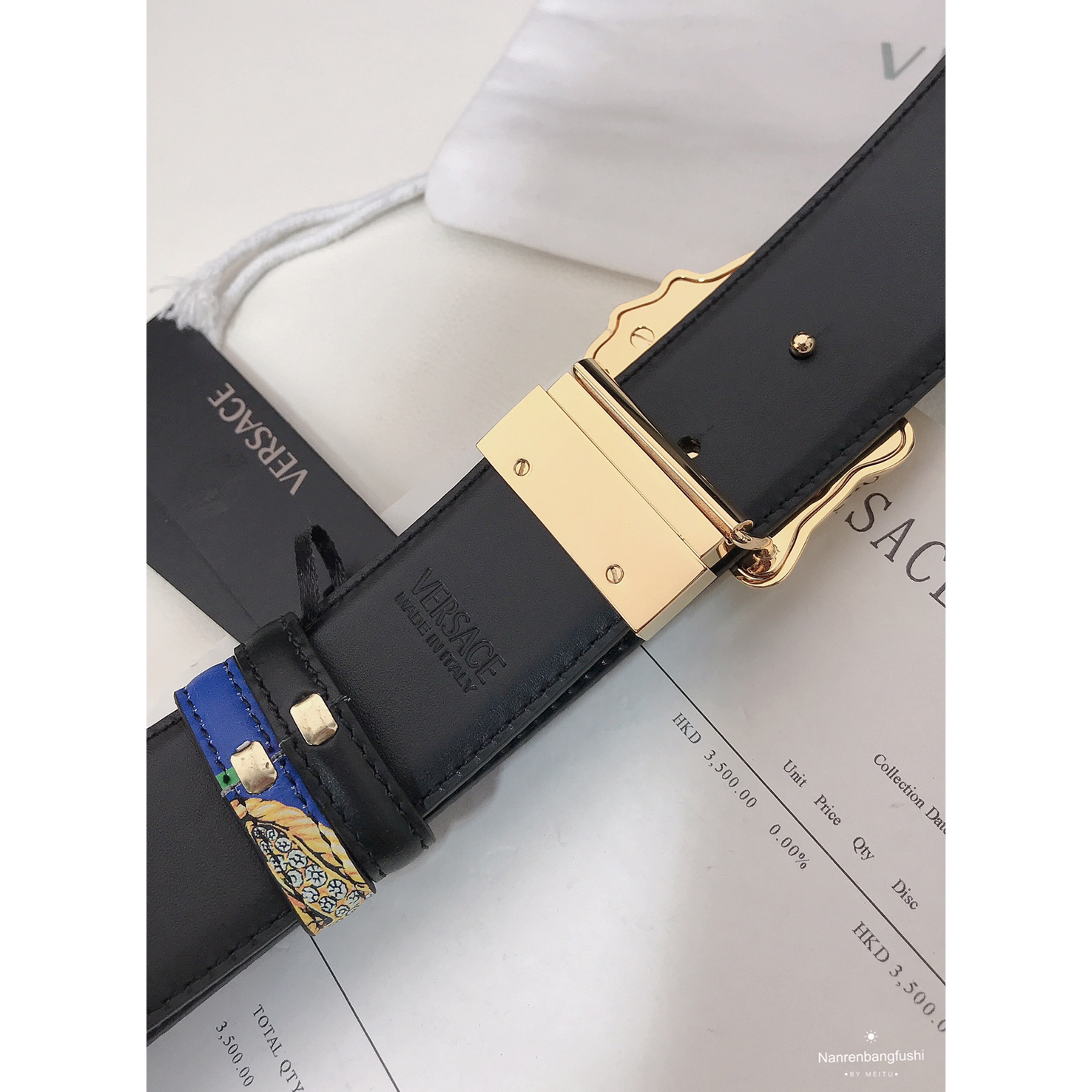 Versace Marine Organism Print 40 MM Belt  - FashionPlug