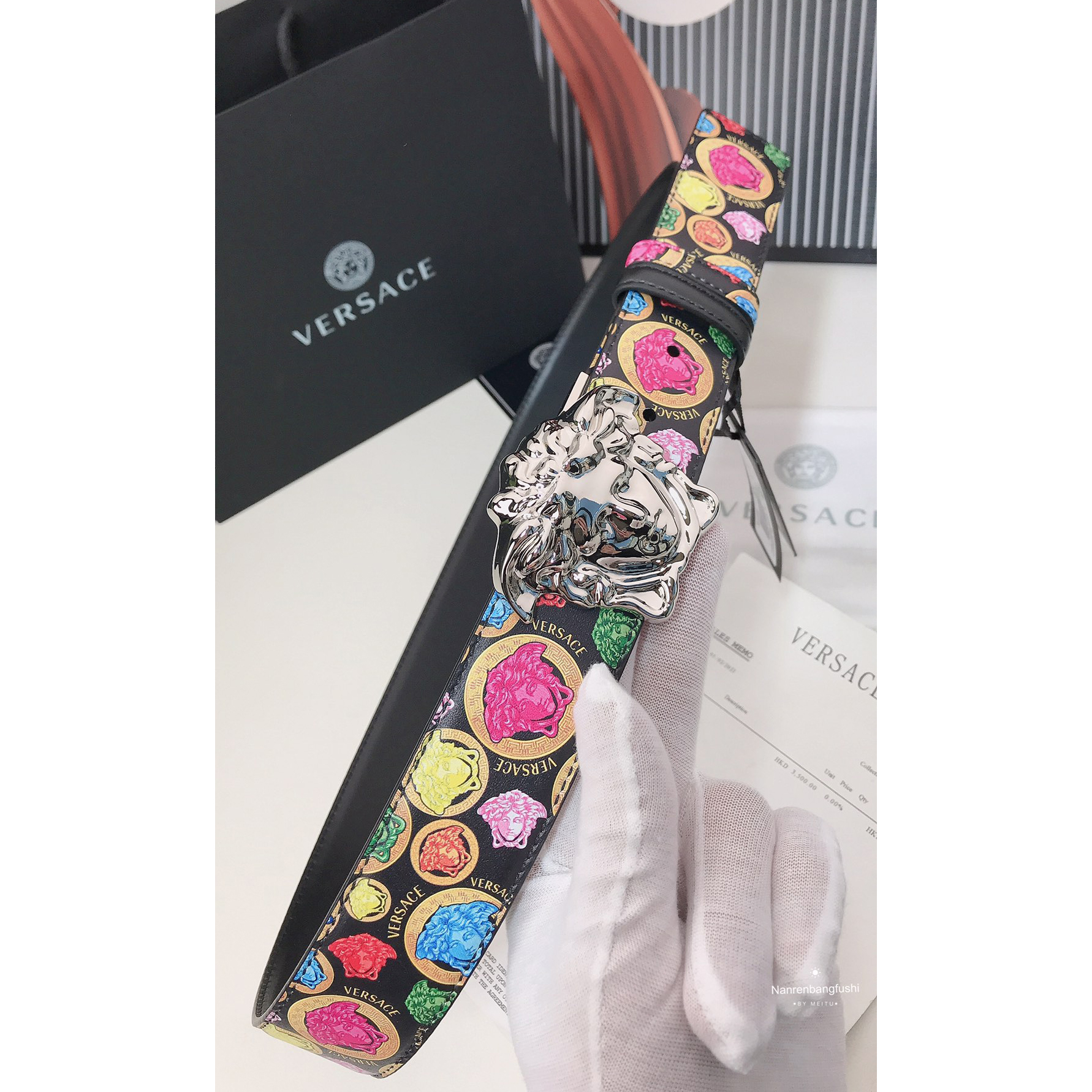 Versace Medusa Print 40 MM Belt  - FashionPlug