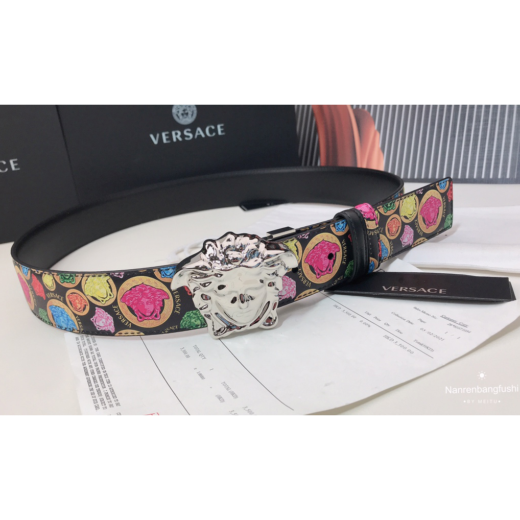 Versace Medusa Print 40 MM Belt  - FashionPlug