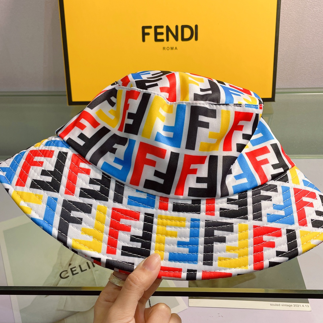 Fendi Multicolor Canvas Bucket Hat - FashionPlug