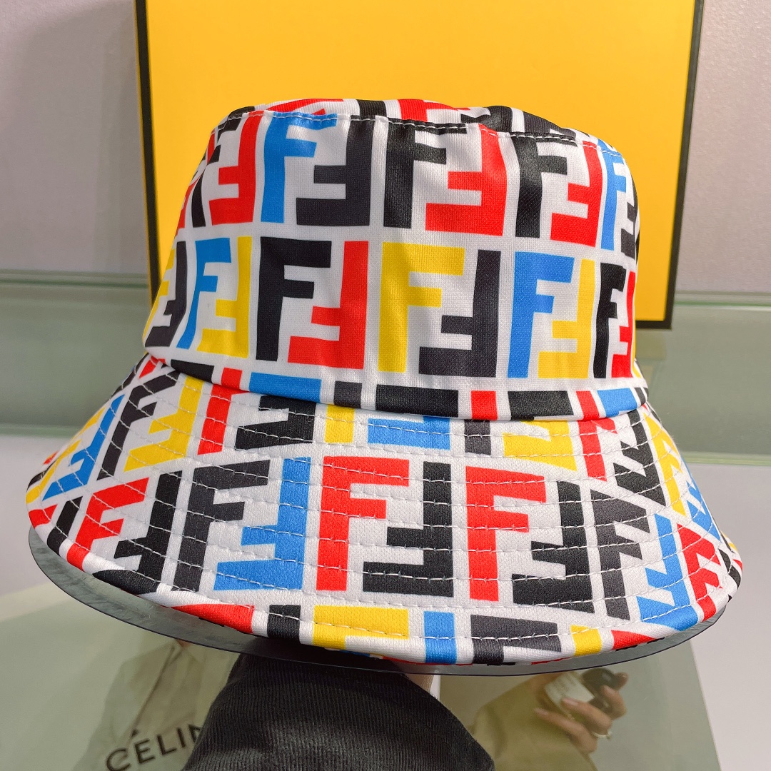 Fendi Multicolor Canvas Bucket Hat - FashionPlug