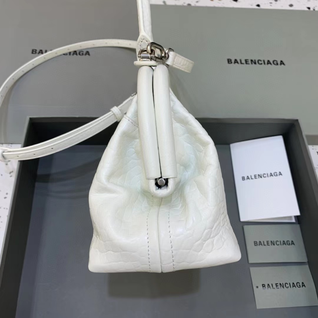 Balenciaga Women's Editor Small Bag Crocodile Embossed In White（27-15.5-11CM） - FashionPlug