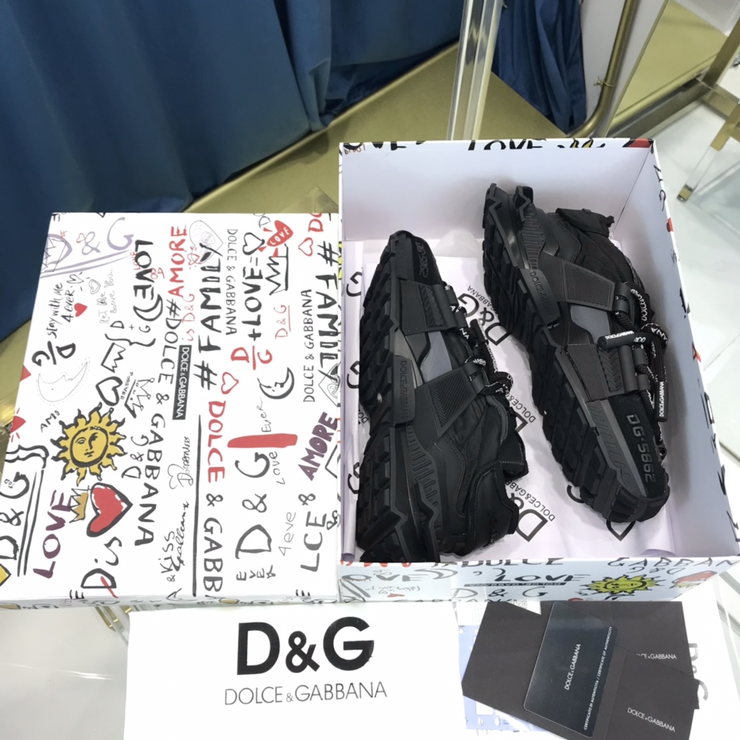 Dolce & Gabbana Mixed-Material Space Sneakers - FashionPlug